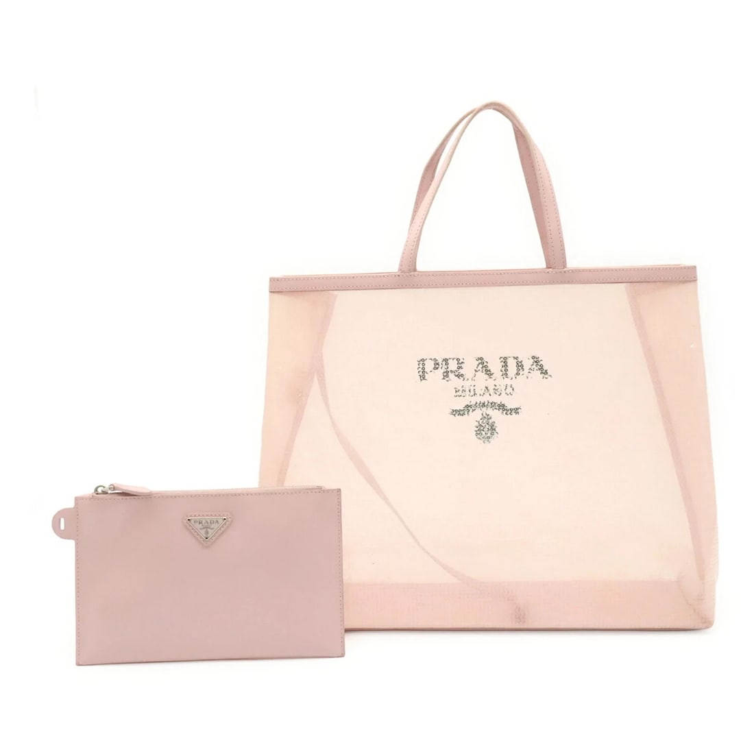 PRADA TOTE BAG, SHOULDER TOTE, MESH, SEQUINED: PRADA tote bag, shoulder tote, mesh, sequined Brand: Prada Type/Style: Tote bag Material: Mesh , Spangles Color: Dusty pink Size: (HxWxD) 30cm x 36cm x 10cm / 11.81inch x 14.17inch x 3.93inch