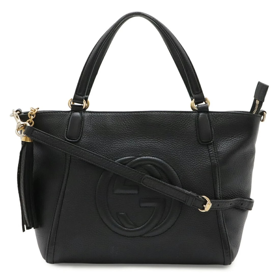 GUCCI SOHO INTERLOCKING G TOTE BAG SHOULDER BAG: GUCCI Soho Interlocking G Tote Bag Shoulder bag Brand: Gucci Type/Style: Shoulder bag, Tote bag Material: Leather Color: Black Size: (HxWxD) 22cm x 26cm x 13.5cm / 8.66inch x 10.23inch x 5.31' Acc