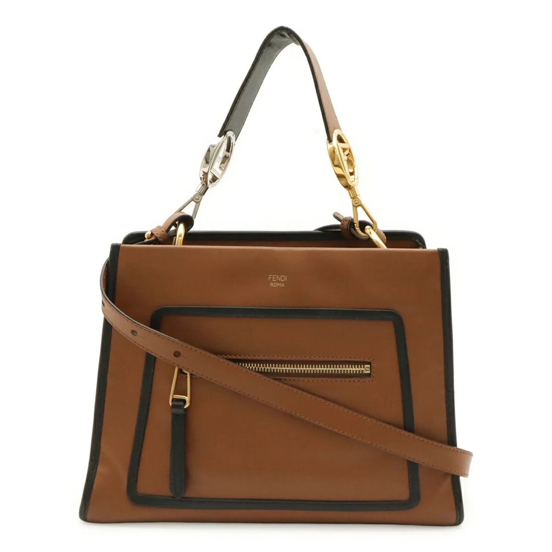 FENDI RUNAWAY SMALL SHOULDER BAG/HANDBAG, LEATHER: FENDI Runaway Small Shoulder Bag/Handbag, Leather Brand: Fendi Type/Style: Handbag, Shoulder bag Material: Leather Color: Black, Brown Size: (HxWxD) 21.5cm x 29cm x 13cm / 8.46inch x 11.41inch x 5.11i