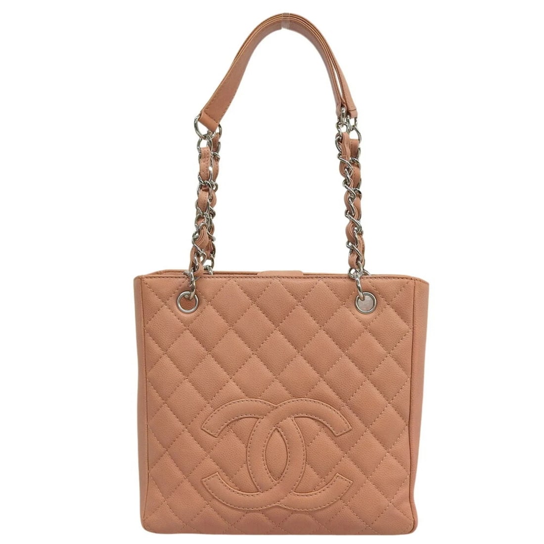 CHANEL PST TOTE BAG CAVIARSKIN: Chanel PST Tote Bag CaviarSkin Brand: Chanel Type/Style: Tote bag Material: Grained Calfskin Color: Salmon pink Size: (HxWxD) 24cm x 25cm x 8.5cm / 9.44inch x 9.84inch x 3.34inch Accessories: None