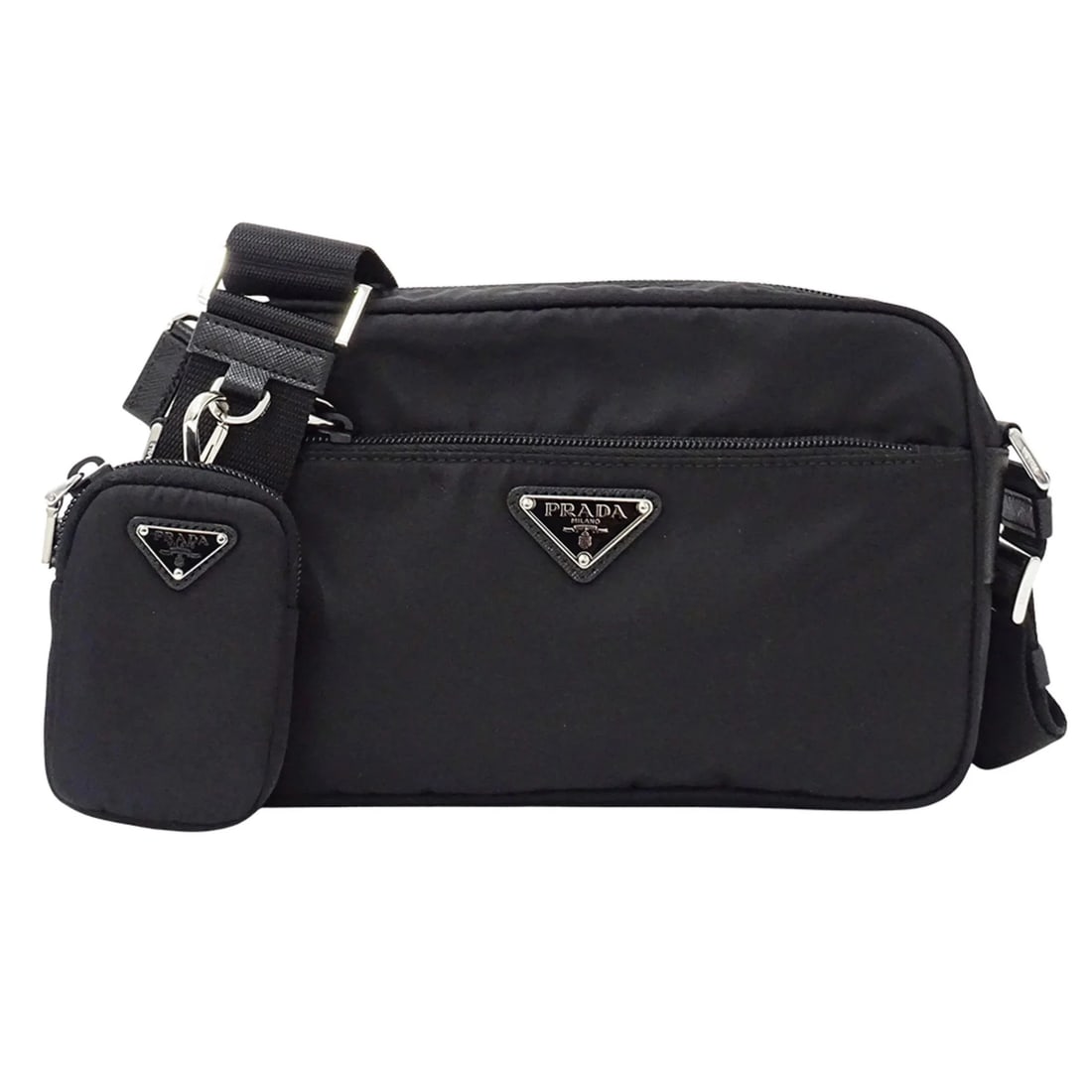 PRADA HANDBAG FOR WOMEN AND MEN, NAME SHOULDER BAG: Prada handbag for women and men, name shoulder bag Brand: Prada Type/Style: Handbag, Shoulder bag Material: Nylon Color: Black Size: (HxWxD) 15cm x 23cm x 7.5cm / 5.9inch x 9.05inch x 2.95inch