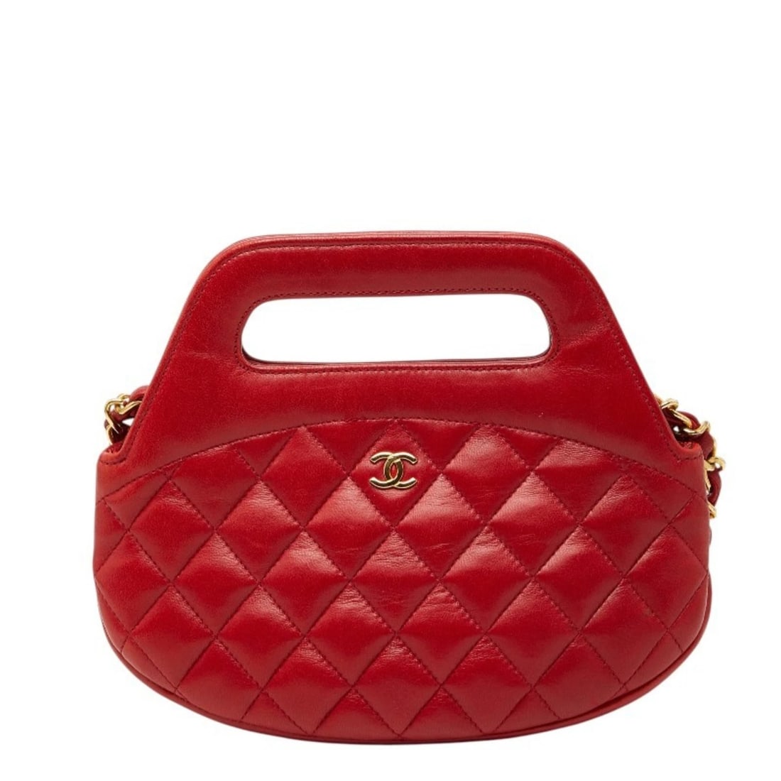 CHANEL COCO MARK MATELASSE CHAIN SHOULDER BAG: CHANEL Coco Mark Matelasse Chain Shoulder Bag Brand: Chanel Type/Style: Handbag, Shoulder bag Material: Leather Color: Red color Size: (HxWxD) 16cm x 20cm x 5cm / 6.29inch x 7.87inch x 1.96inch