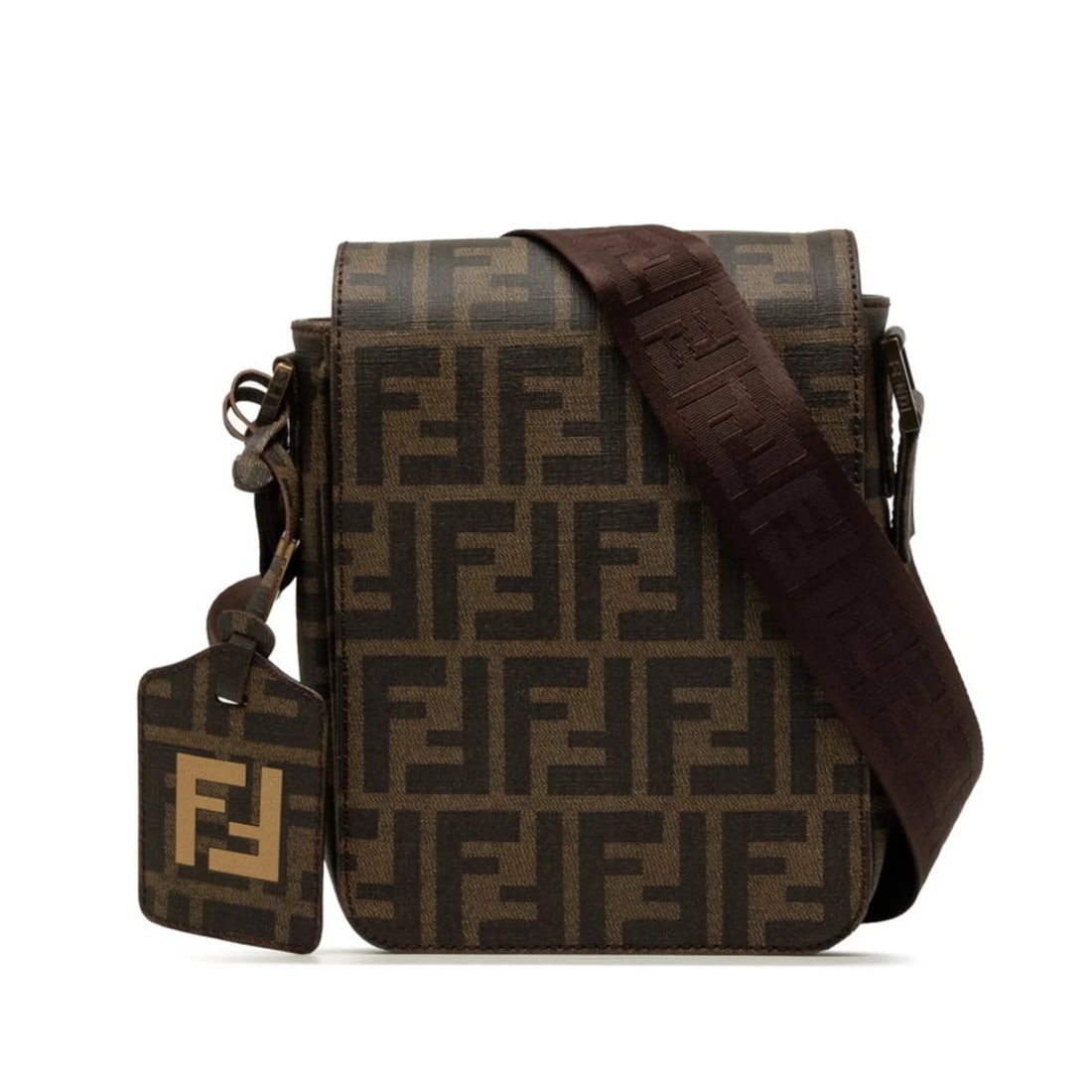 FENDI ZUCCA CROSSBODY SHOULDER BAG BROWN: Fendi Zucca Crossbody Shoulder Bag Brown Brand: Fendi Type/Style: Shoulder bag Material: PVC Color: Brown Size: (HxWxD) 20.5cm x 15cm x 6cm / 8.07inch x 5.9inch x 2.36inch Accessories: None
