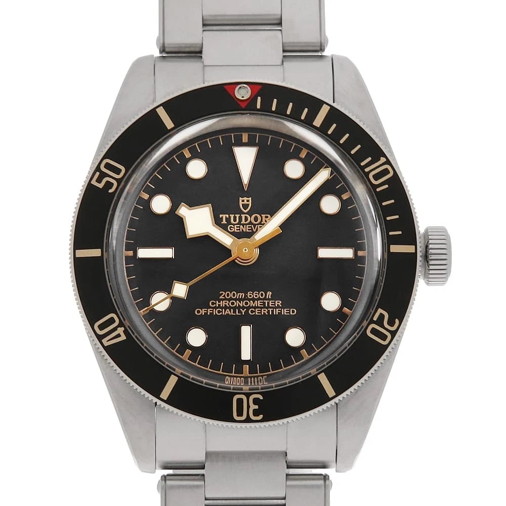 TUDOR BLACK STAINLESS STEEL WATCH: TUDOR Black Stainless Steel Watch Brand: TUDOR Type/Style: Wrist watch Material: Band Material Stainless Steel, Case Material Stainless Steel Color: Dial colour Black Size: Case:W39mm Circumference