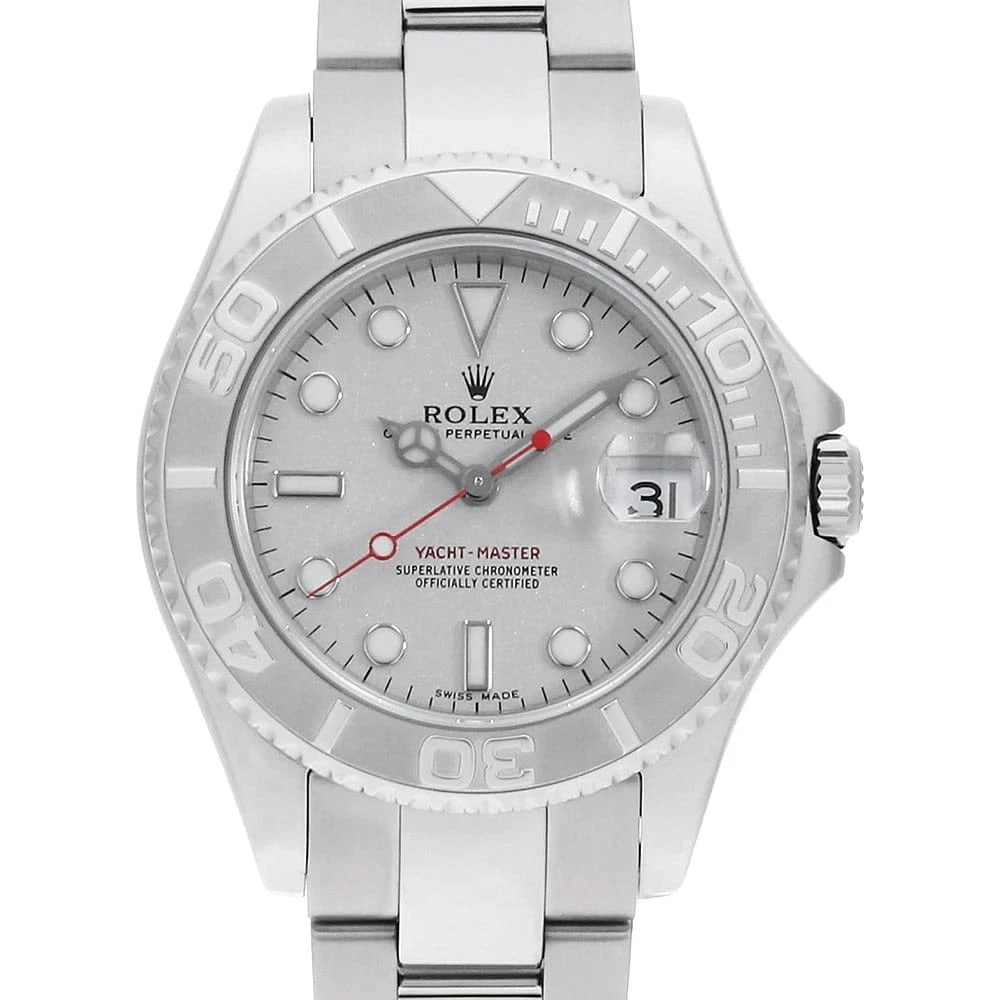 ROLEX YACHT MASTER SILVER WATCH: ROLEX Yacht master Silver Watch Brand: ROLEX Type/Style: Wrist watch Material: Band Material Stainless Steel, Case Material Stainless Steel/Platinum Color: Dial colour Silver Size: Case:W35mm Circumfe