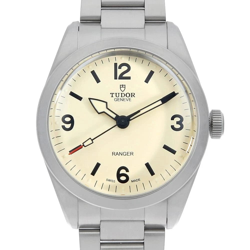 TUDOR RANGER STAINLESS STEEL WATCH: TUDOR Ranger Stainless Steel Watch Brand: TUDOR Type/Style: Wrist watch Material: Band Material Stainless Steel, Case Material Stainless Steel Color: Dial colour Dune White Size: Case:W39mm Circumfere