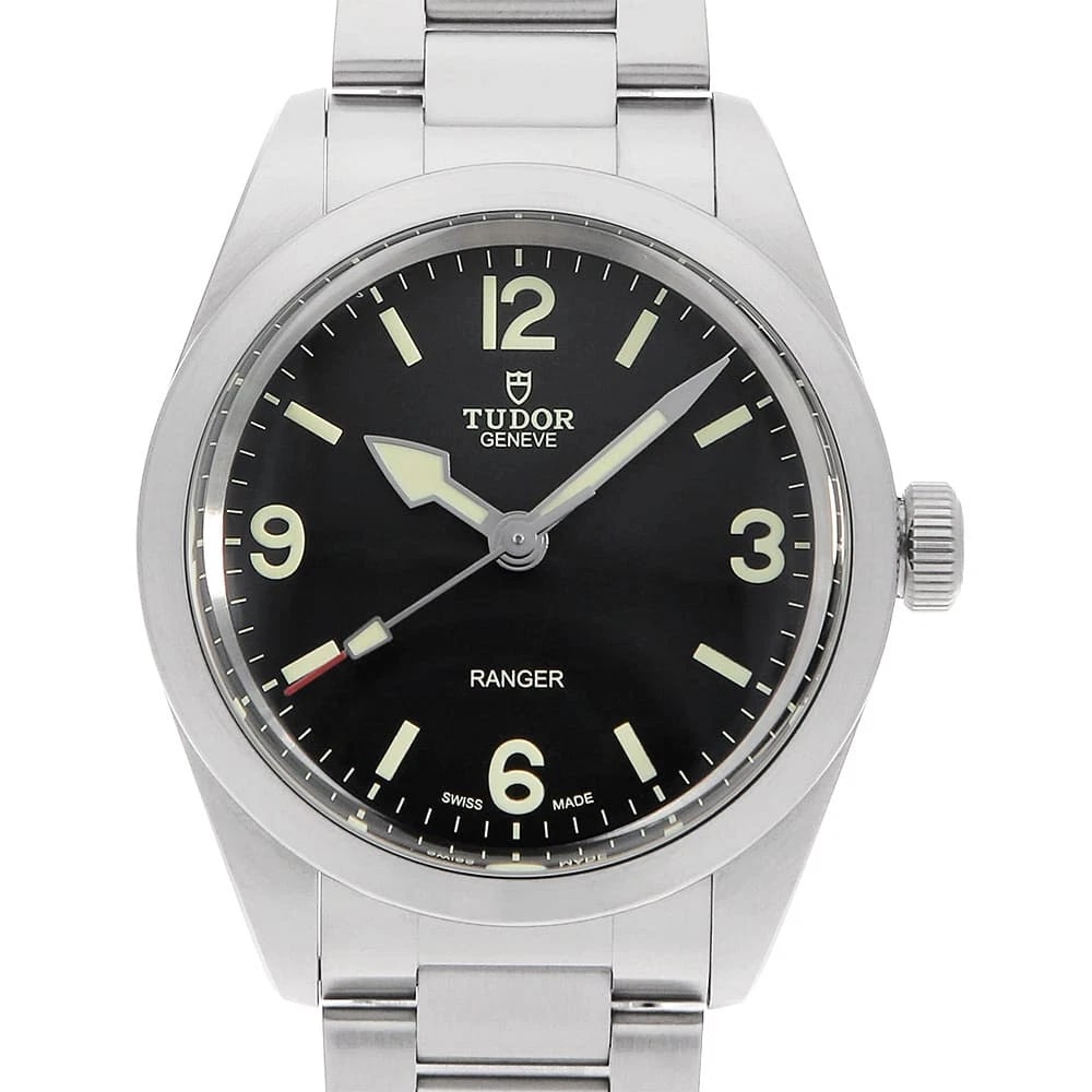 TUDOR RANGER STAINLESS STEEL WATCH: TUDOR Ranger Stainless Steel Watch Brand: TUDOR Type/Style: Wrist watch Material: Band Material Stainless Steel, Case Material Stainless Steel Color: Dial colour Black Size: Case:W39mm Circumference
