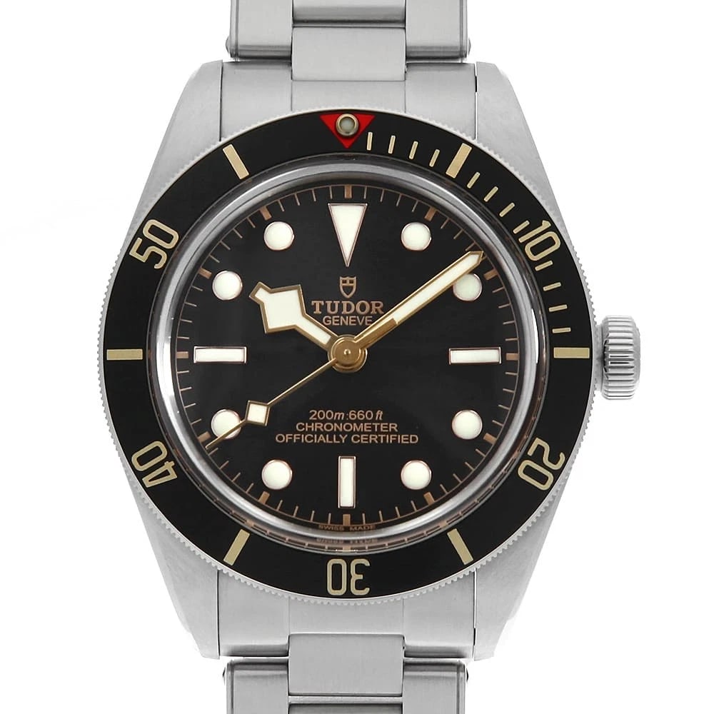 TUDOR BLACK STAINLESS STEEL WATCH: TUDOR Black Stainless Steel Watch Brand: TUDOR Type/Style: Wrist watch Material: Band Material Stainless Steel, Case Material Stainless Steel Color: Dial colour Black Size: Case:W39mm Circumference