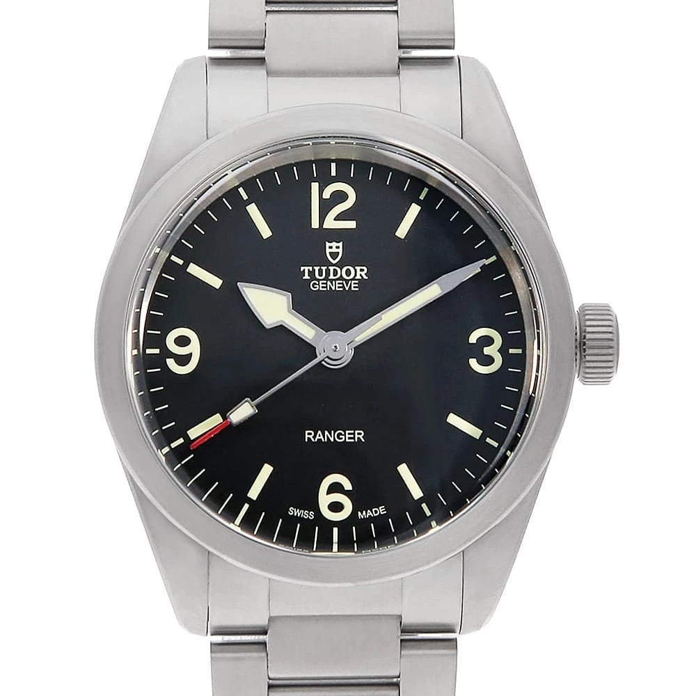 TUDOR RANGER STAINLESS STEEL WATCH: TUDOR Ranger Stainless Steel Watch Brand: TUDOR Type/Style: Wrist watch Material: Band Material Stainless Steel, Case Material Stainless Steel Color: Dial colour Black Size: Case:W36mm Circumference
