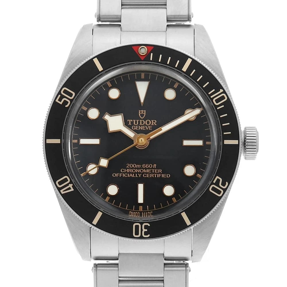 TUDOR BLACK STAINLESS STEEL WATCH: TUDOR Black Stainless Steel Watch Brand: TUDOR Type/Style: Wrist watch Material: Band Material Stainless Steel, Case Material Stainless Steel Color: Dial colour Black Size: Case:W39mm Circumference