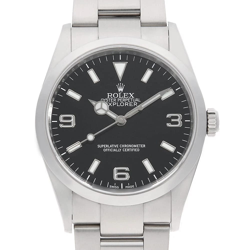 ROLEX EXPLORER BLACK WATCH: ROLEX Explorer black Watch Brand: ROLEX Type/Style: Wrist watch Material: Band Material Stainless Steel, Case Material Stainless Steel Color: Dial colour Black Size: Case:W36mm Circumference of