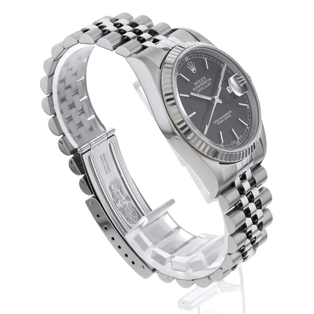 ROLEX DATEJUST BLACK WATCH - 3