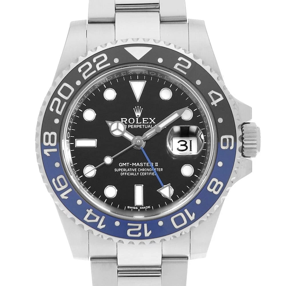 ROLEX GMT MASTER BLACK WATCH: ROLEX GMT Master black Watch Brand: ROLEX Type/Style: Wrist watch Material: Band Material Stainless Steel, Case Material Stainless Steel Color: Dial colour Black Size: Case:W40mm Circumference of