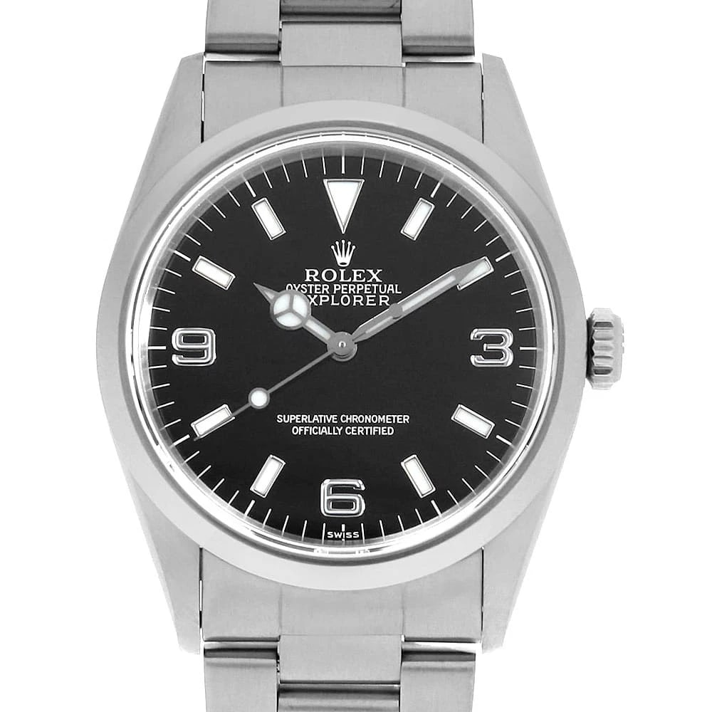 ROLEX EXPLORER BLACK WATCH: ROLEX Explorer black Watch Brand: ROLEX Type/Style: Wrist watch Material: Band Material Stainless Steel, Case Material Stainless Steel Color: Dial colour Black Size: Case:W36mm Circumference of