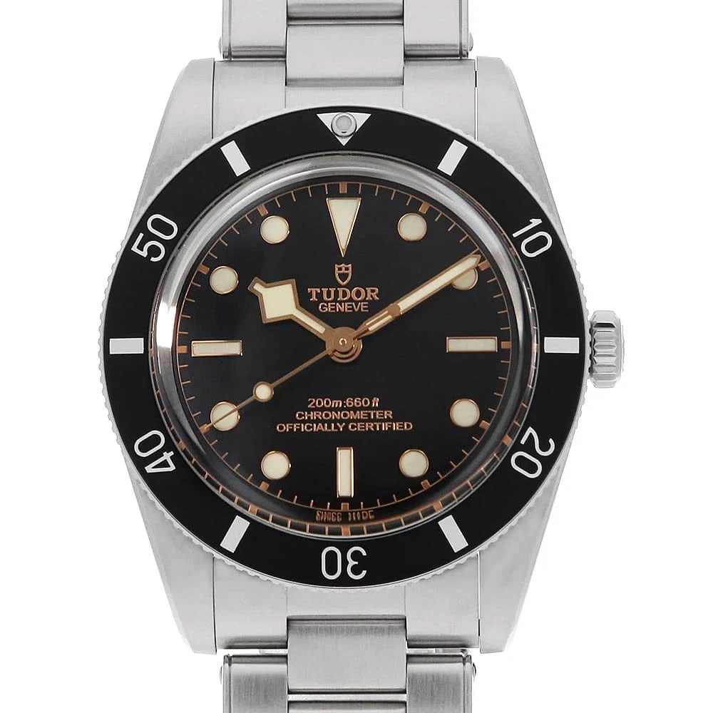 TUDOR BLACK STAINLESS STEEL WATCH: TUDOR black Stainless Steel Watch Brand: TUDOR Type/Style: Wrist watch Material: Band Material Stainless Steel, Case Material Stainless Steel Color: Dial colour Black Size: Case:W37mm Circumference