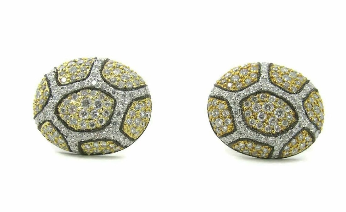 DIAMOND SPIDER MOTIF 14K YELLOW & WHITE GOLD EARRINGS: Diamond Spider Motif 14k Yellow & White Gold Earrings Brand: Unbranded Type/Style: Earring Material: 14k yellow and white gold with black rhodium accents Color: yellow and white Size: Measurements: Ap