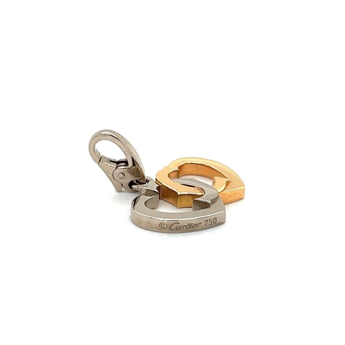 CARTIER C HEARTS 18K WHITE & PINK GOLD INTERLACED HEART PENDANT (1 of 3)