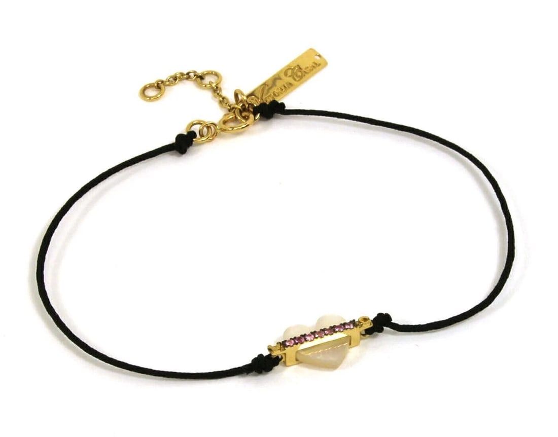 VICTORIA CASAL PINK SAPPHIRE 18K YELLOW GOLD CORD BRACELET: Victoria Casal Pink Sapphire 18k Yellow Gold Cord Bracelet Brand: Victoria Casal Type/Style: Bracelet Material: 18k yellow gold Color: yellow Size: Bracelet Length: Approximately 7inch Center Charm