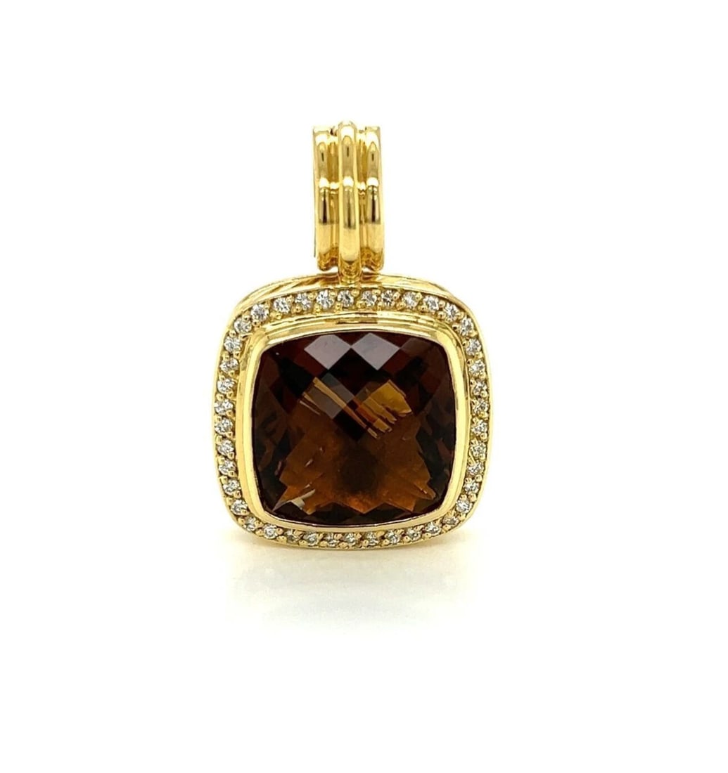 DAVYURMAN ALBION DIAMOND SMOKY QUARTZ 18K YELLOW GOLD PENDANT: DavYurman Albion Diamond Smoky Quartz 18k Yellow Gold Pendant Brand: David Yurman Type/Style: Charm Material: 18k yellow gold Color: Yellow Size: Measurements: Approximately 1.18inch long x 0.80inch w