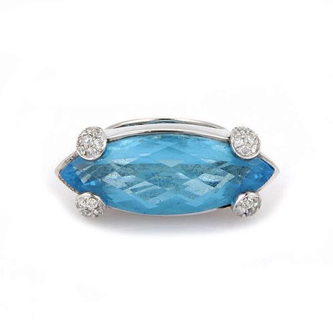 BA ITALY BLUE TOPAZ DIAMOND 18K WHITE GOLD RING: BA Italy Blue Topaz Diamond 18k White Gold Ring Brand: Unbranded Type/Style: Ring Material: 18k white gold Color: white Size: 6.5 US Accessories: None Accessories Notice: When purchasing pre-owned