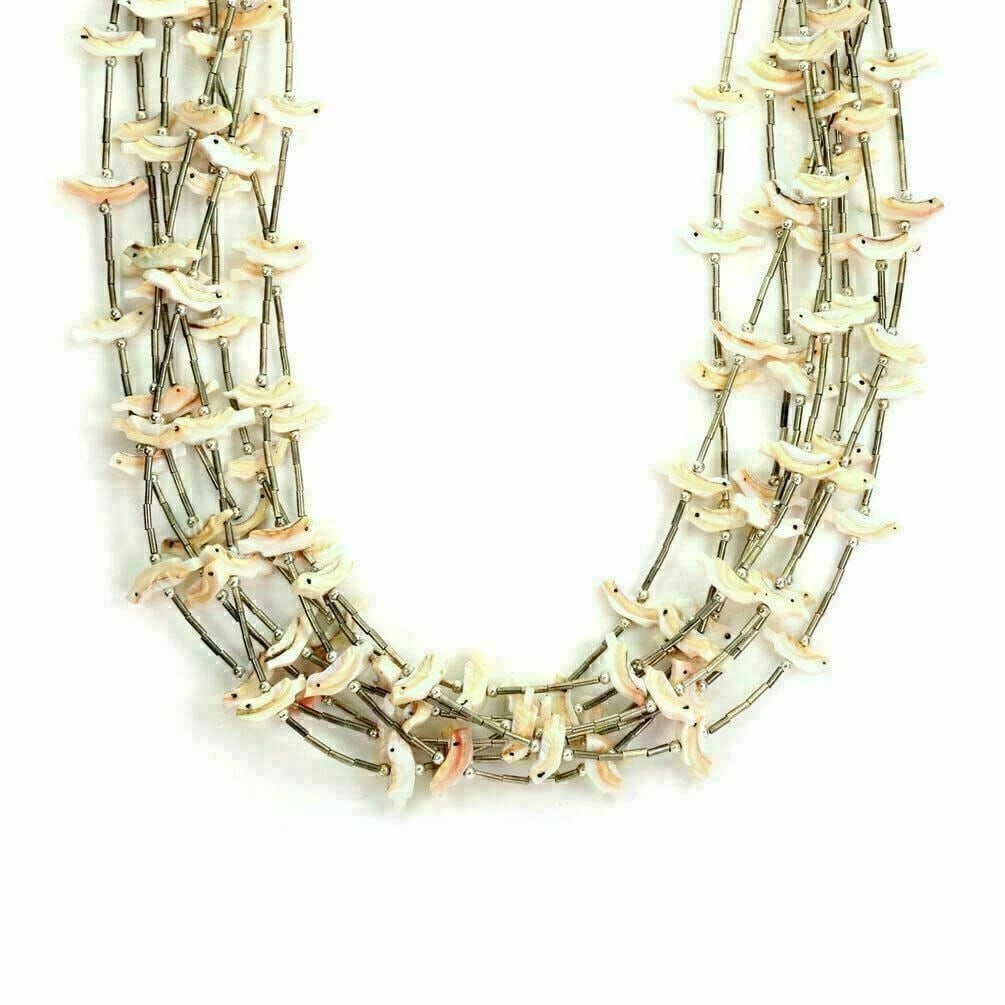 MULTI-STRAND STERLING SILVER NECKLACE: Multi-Strand Sterling Silver Necklace Brand: Unbranded Type/Style: Necklace Material: Sterling silver 925 Color: none Size: Measurements: Approximately 27inch long x 1.09inch wide Bird Size: Approxima