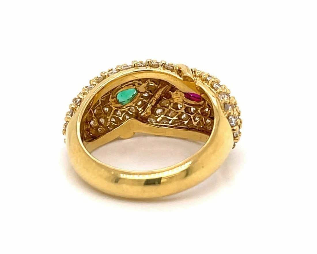 HAMMERMAN DIAMOND RUBY EMERALD 18K YELLOW GOLD RING - 4