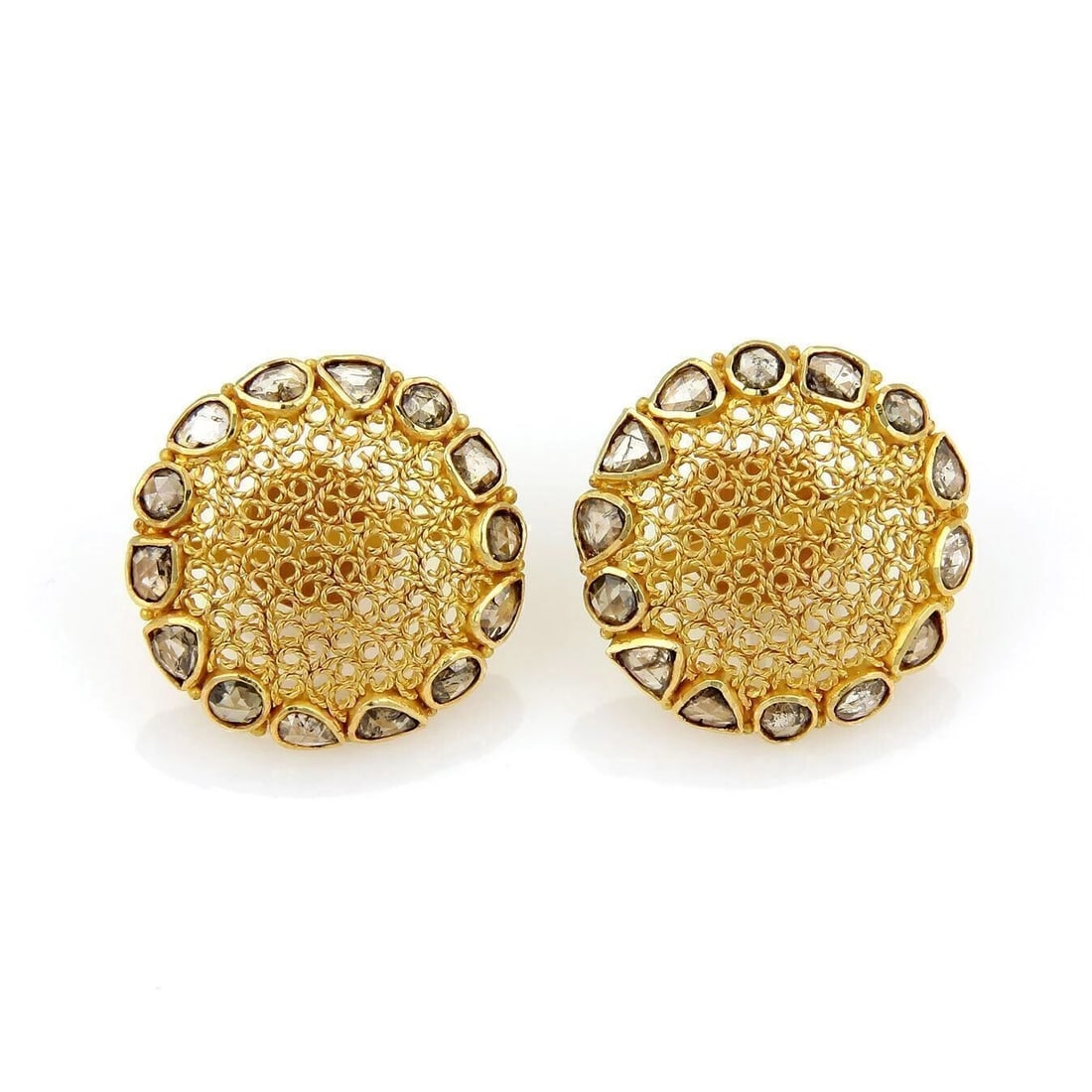 CHOCOLATE DIAMOND DOME 18K YELLOW GOLD ESTATE EARRINGS (1 of 3)