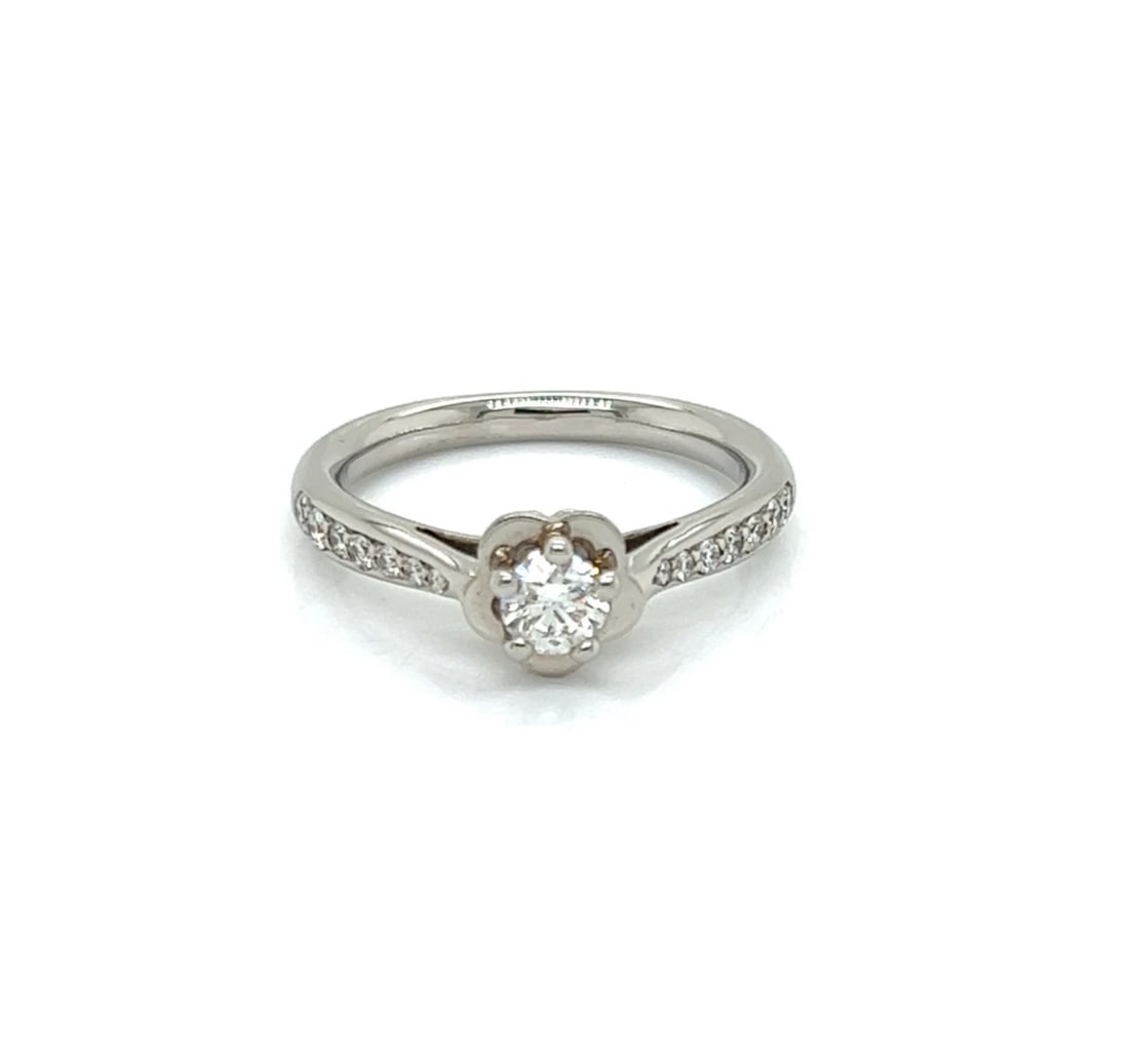 CHANEL CAMELLIA DIAMOND PLATINUM RING: Chanel Camellia Diamond Platinum Ring Brand: CHANEL Type/Style: Ring Material: Pt950 Main Stone Natural Color: White Size: 5.5 US Accessories: None Accessories Notice: When purchasing pre-owned