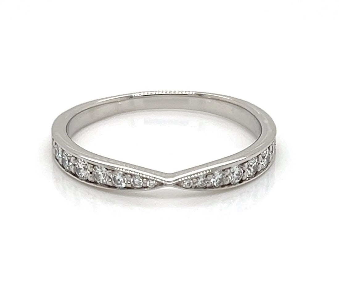 TIFFANY & CO. HARMONY DIAMOND 950 PLATINUM BAND RING: Tiffany & Co. Harmony Diamond 950 Platinum Band Ring Brand: Tiffany & Co. Type/Style: Ring Material: Pt950 Main Stone Natural Color: White Size: 5.5 US Accessories: None Accessories Notice