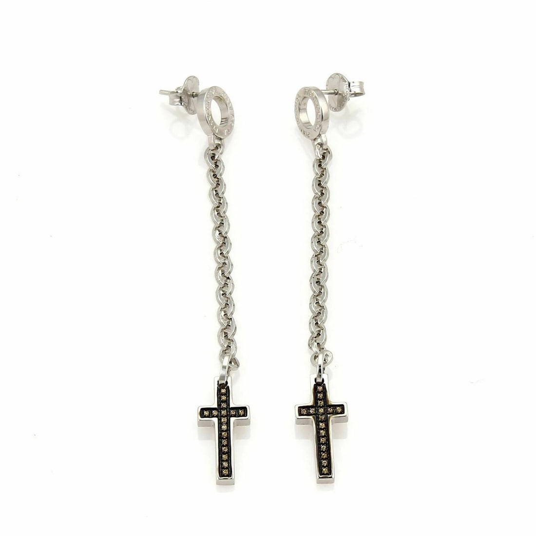 PIANEGONDA CITRINE STERLING SILVER CROSS DROP DANGLE EARRINGS (1 of 4)