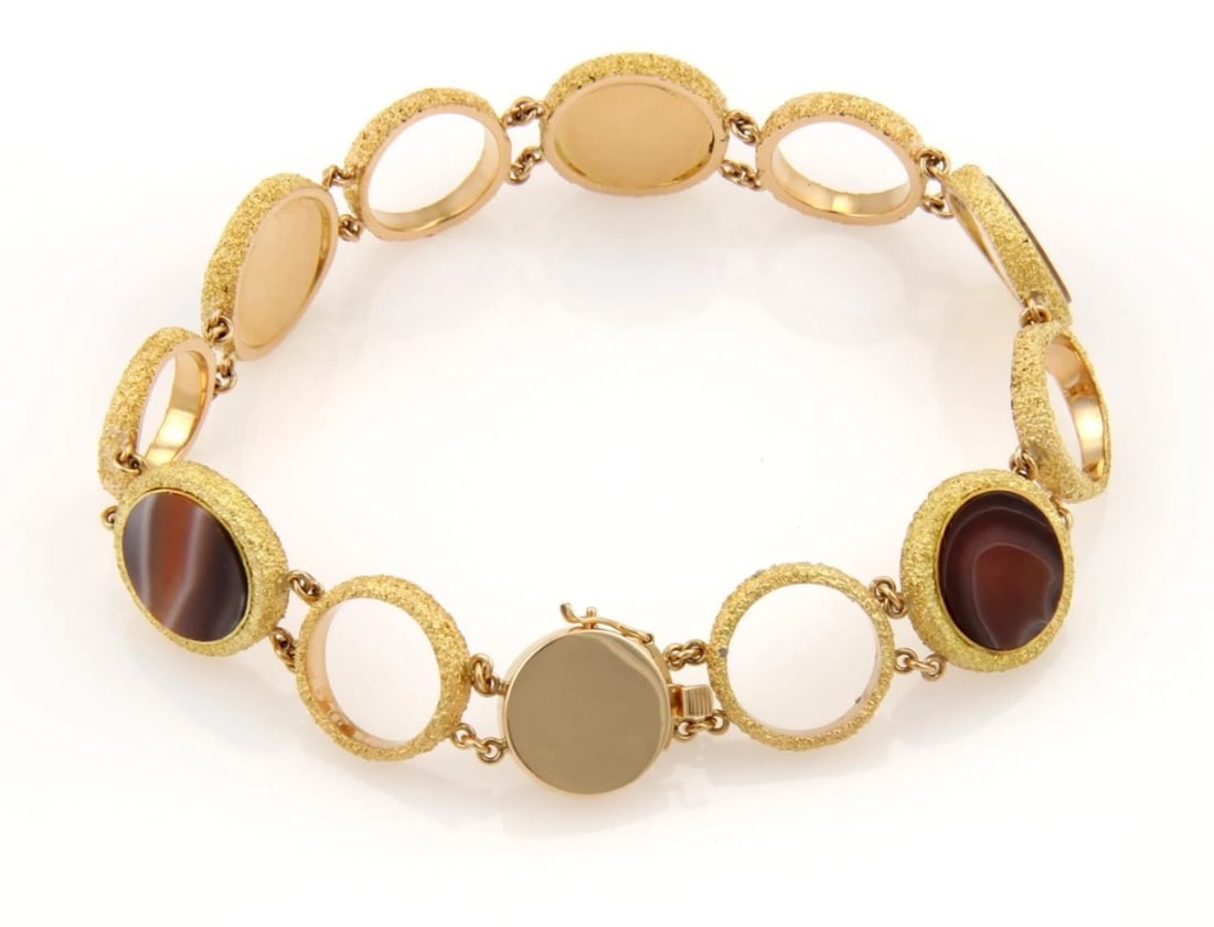 AGATE CIRCLE LINK 18K YELLOW GOLD BRACELET (1 of 5)