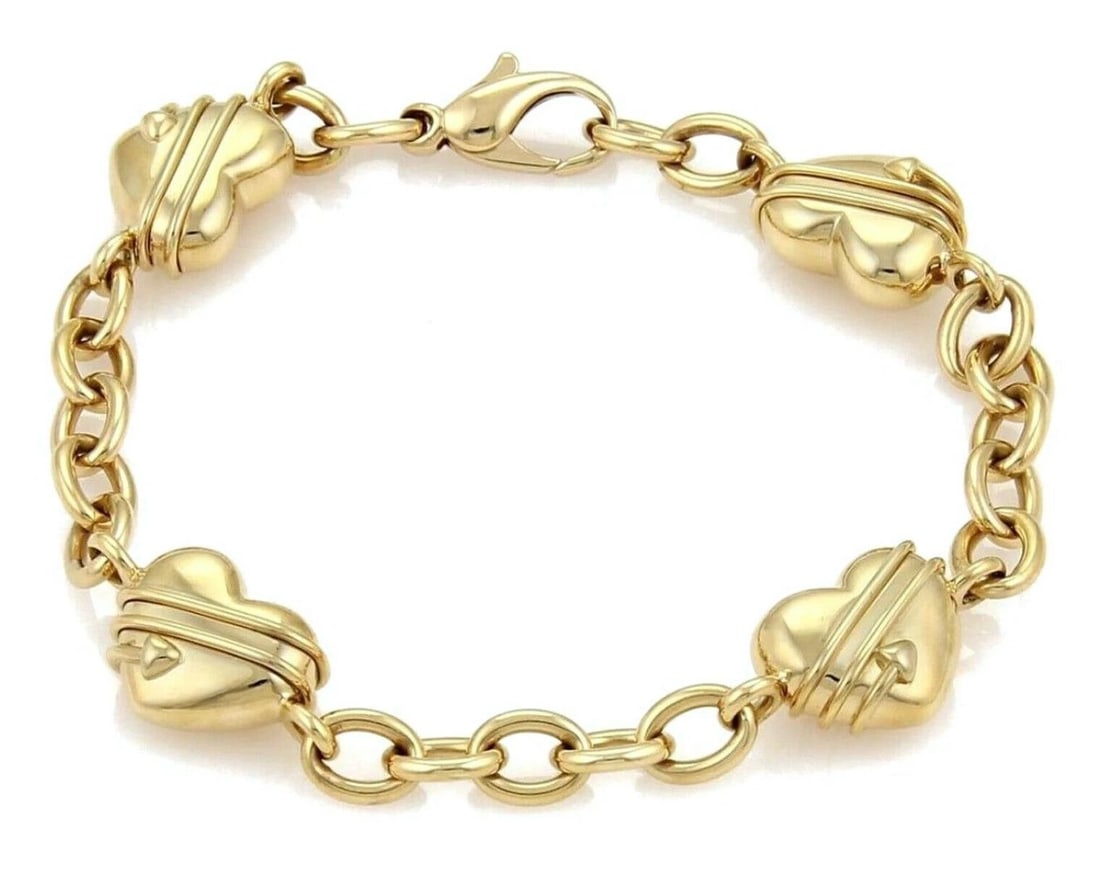 TIFFANY & CO. CUPHEART 18K YELLOW GOLD BRACELET: Tiffany & Co. CupHeart 18k Yellow Gold Bracelet Brand: Tiffany & Co. Type/Style: Bracelet Material: 18k yellow gold Color: Yellow Size: Bracelet Length: Approximately 8.25inch Measurements: Approximat