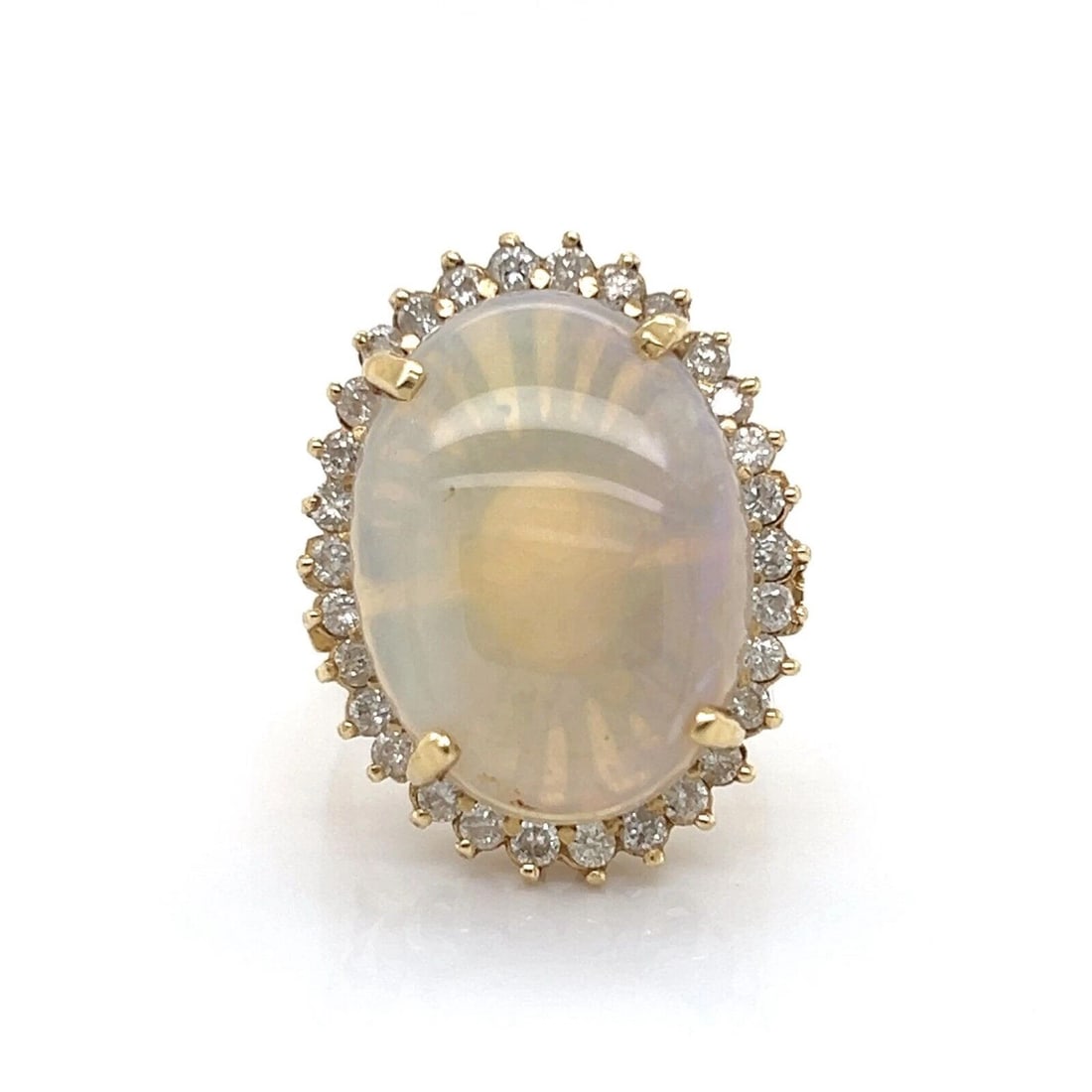OPAL DIAMOND 14K YELLOW GOLD OVAL STATEMENT RING (1 of 4)