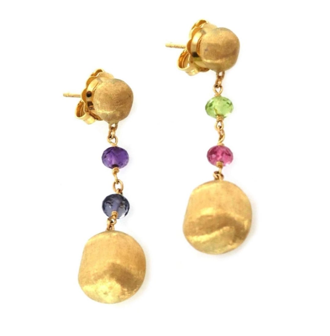 MARCO BICEGO AFRICA GEMSTONE BEAD 18K YELLOW GOLD EARRINGS: Marco Bicego Africa Gemstone Bead 18k Yellow Gold Earrings Brand: Marco Bicego Type/Style: Earrings Material: 18k yellow gold Color: Yellow Size: Measurements: Approximately 1.40inch long x 0.40inch