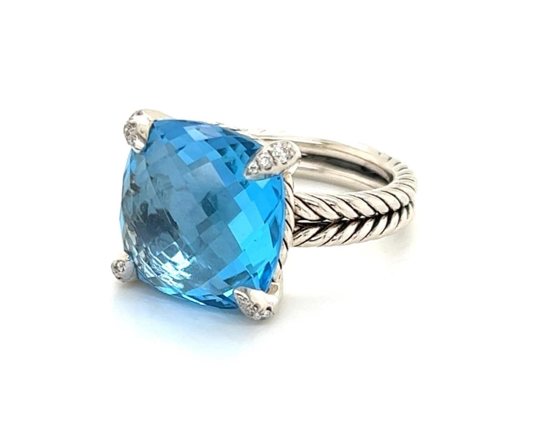 DAVYURMAN CHATELAINE DIAMOND STERLING SILVER RING - 5