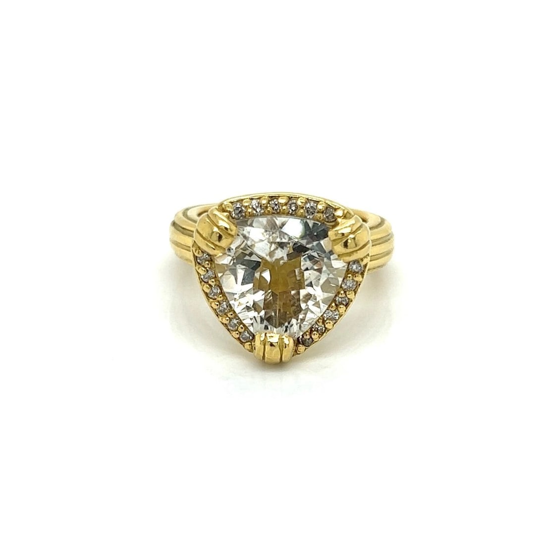 SLANE & SLANE AQUAMARINE DIAMOND 18K YELLOW GOLD RING: Slane & Slane Aquamarine Diamond 18k Yellow Gold Ring Brand: Slane & Slane Type/Style: Ring Material: 18k yellow gold Color: yellow Size: 5.75 US Accessories: None Accessories Notice: When