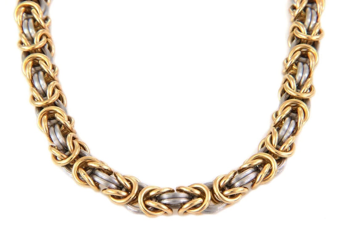 ROM GERMANY 18K GOLD PLATINUM LINK NECKLACE (1 of 4)