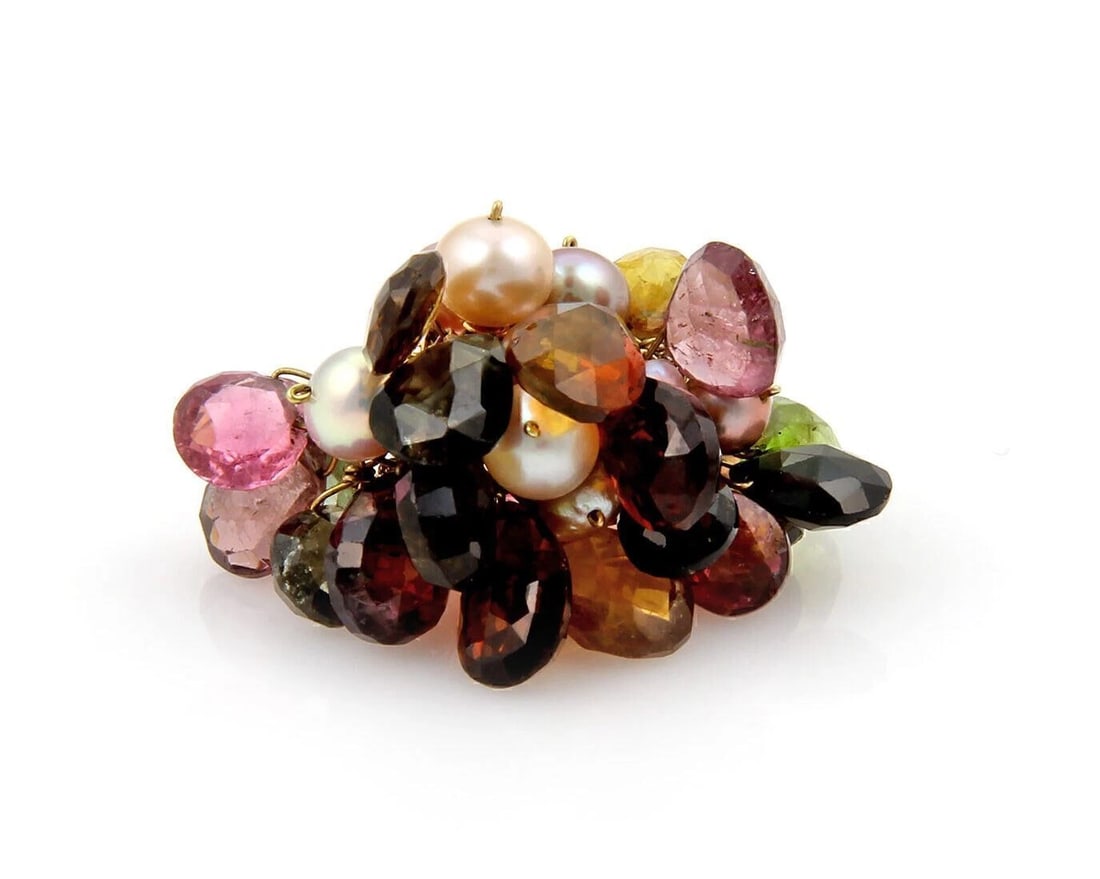 MULTICOLOR BRIOLETTE 18K YELLOW GOLD DANGLE RING - 3