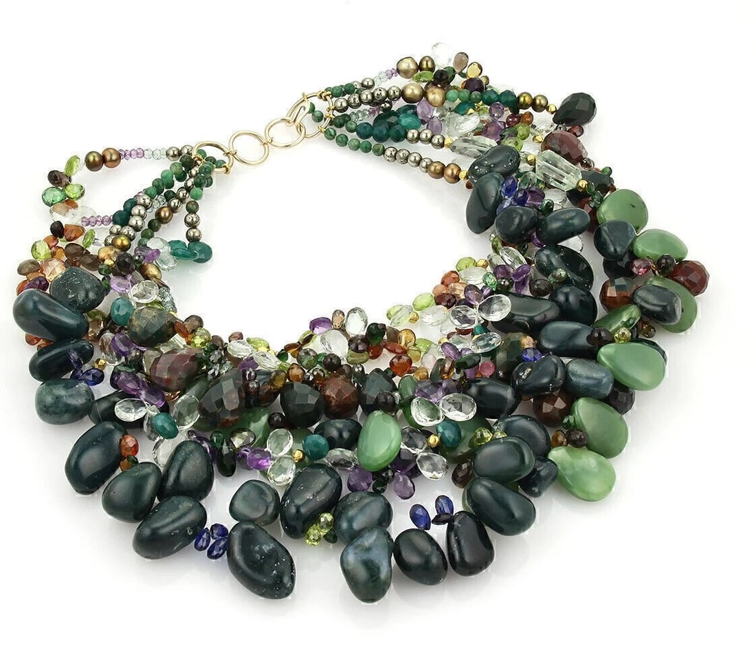 MULTICOLOR GEMSTONE CLUSTER NECKLACE (1 of 3)