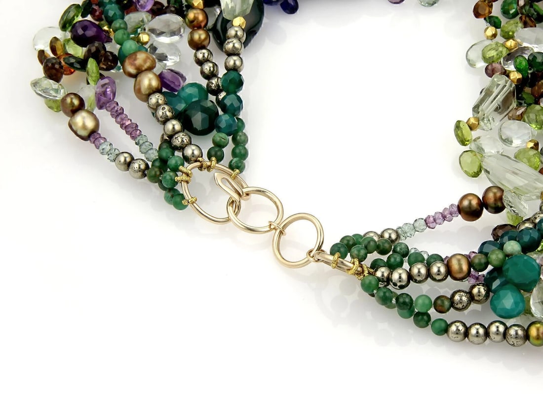 MULTICOLOR GEMSTONE CLUSTER NECKLACE - 2
