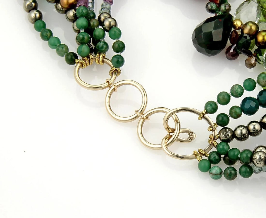 MULTICOLOR GEMSTONE CLUSTER NECKLACE - 3