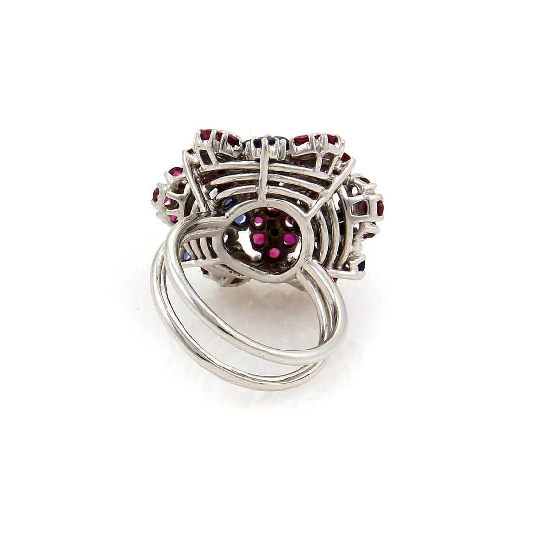 DIAMOND RUBY SAPPHIRE 18K WHITE GOLD RING - 3