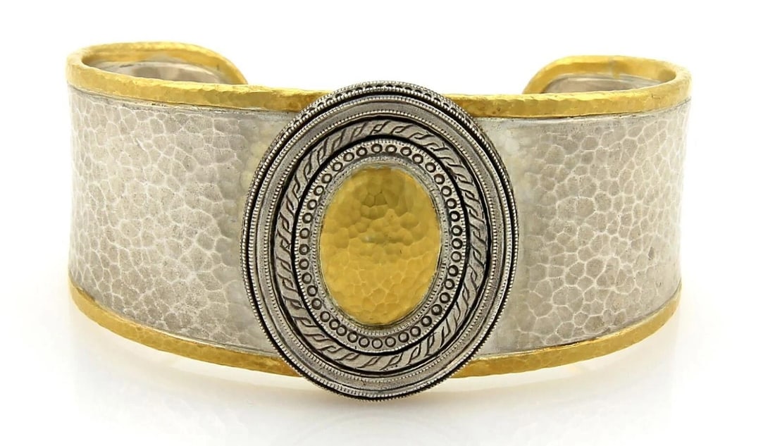 GURHAN CAVALIER CUFF BANGLE BRACELET: Gurhan Cavalier Cuff Bangle Bracelet Brand: Gurhan Type/Style: Bracelet Material: Sterling silver with 24k gold accents Color: none Size: Measurements: Approximately 6.75inch inner circumference (incl