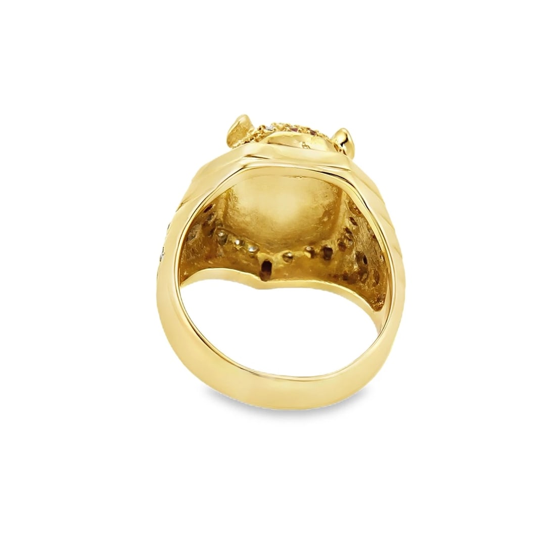 DIAMOND RUBY EMERALD TIGER HEAD 18K YELLOW GOLD RING - 3