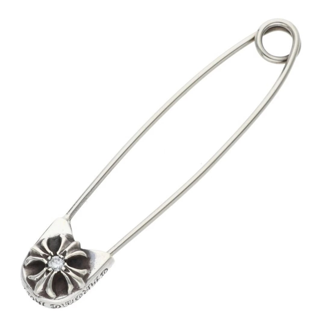 CHROME HEARTS SAFETYPIN LG LARGE SILVER NECKLACE: Chrome Hearts SAFETYPIN LG large silver Necklace Brand: Chrome Hearts Type/Style: Necklace Material: 925 Silver Color: silver Size: vertical 5.5cm Accessories: None Accessories Notice: Whe