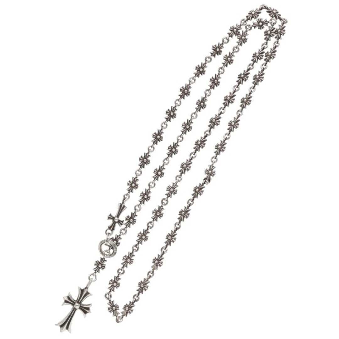 CHROME HEARTS CHKE CHN TNYE W CH CRS CHOKE CHAIN SILVER NECKLACE: Chrome Hearts CHKE CHN TNYE W CH CRS Choke Chain Silver Necklace Brand: Chrome Hearts Type/Style: Necklace Material: 925 Silver Color: silver Size: Top width 1.7cm x vertical 3.2cm, chain length