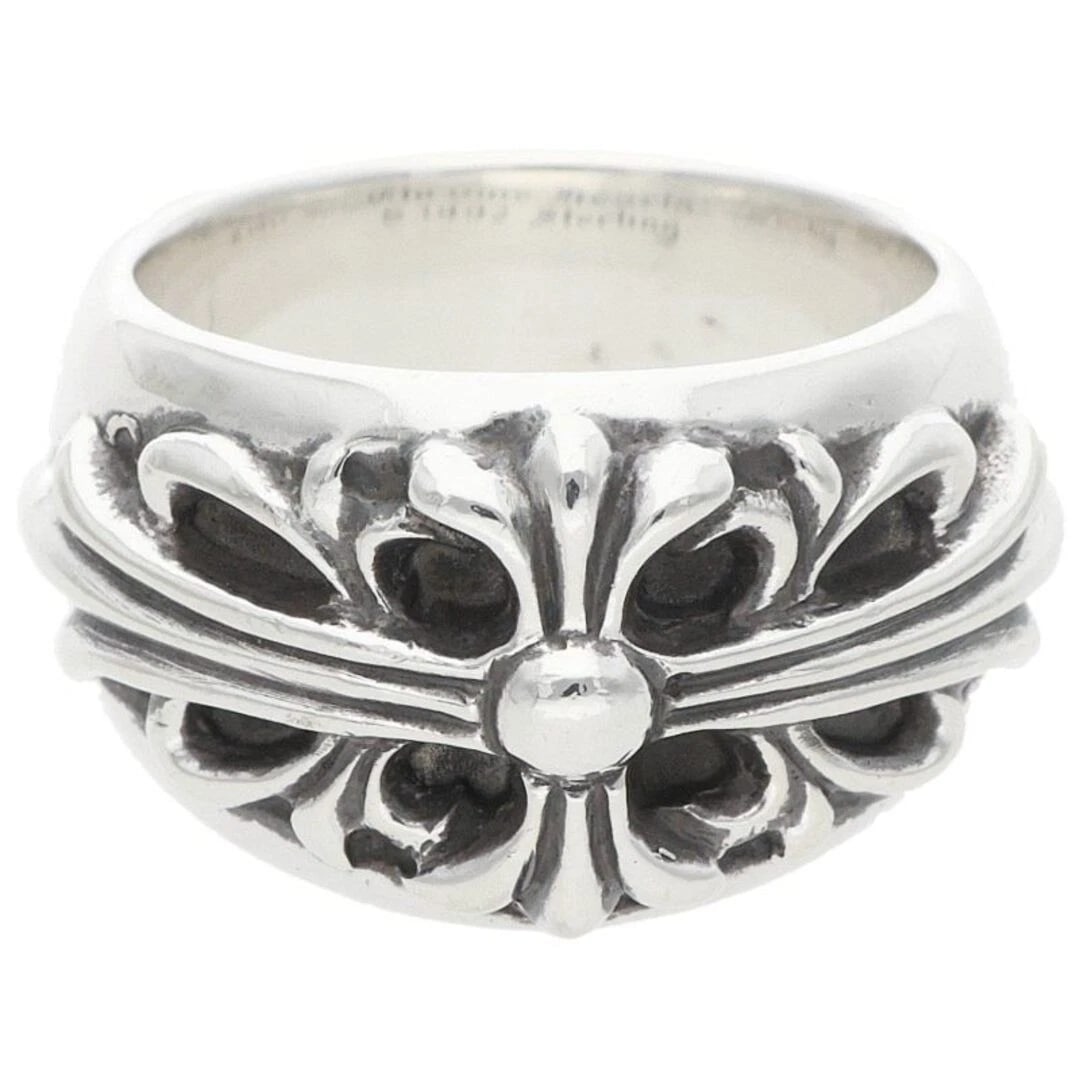 CHROME HEARTS FLRL CRS FLORAL CROSS SILVER RING: Chrome Hearts FLRL CRS Floral Cross Silver Ring Brand: Chrome Hearts Type/Style: Ring Material: 925 Silver Color: silver Size: US Size 17.5 Accessories: None Accessories Notice: When purchasing