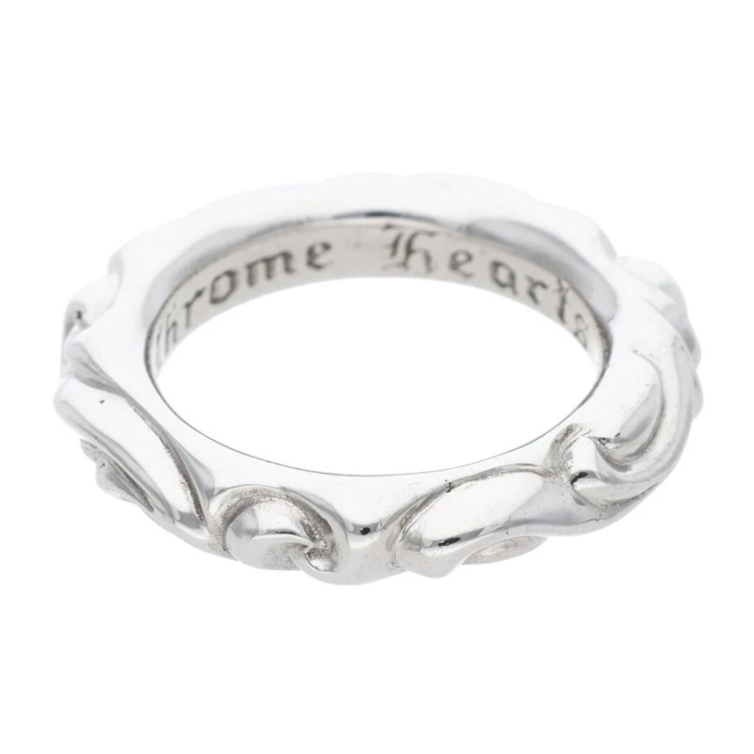CHROME HEARTS 18KWG SCRL BAND SCROLL WHITE GOLD RING: Chrome Hearts 18KWG SCRL Band Scroll White Gold Ring Brand: Chrome Hearts Type/Style: Ring Material: 18KWG Color: WG Size: US Size 14 Accessories: None Accessories Notice: When purchasing