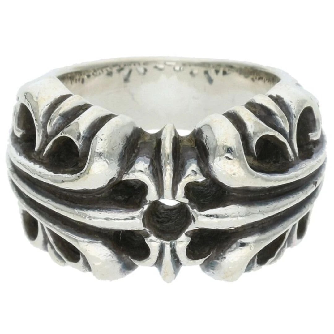 CHROME HEARTS K&T SILVER RING: Chrome Hearts K&T Silver Ring Brand: Chrome Hearts Type/Style: Ring Material: 925 Silver Color: silver Size: 4.75 - 5 US Accessories: None Accessories Notice: When purchasing pre-owned goods, please