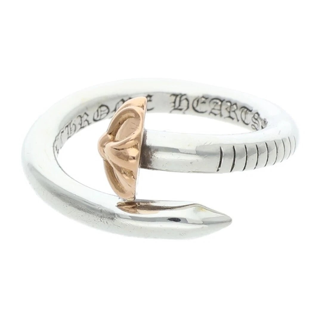 CHROME HEARTS NAIL CRSBALL W GLD CROSS BALL RING: Chrome Hearts NAIL CRSBALL W GLD Cross Ball Ring Brand: Chrome Hearts Type/Style: Ring Material: 925 Silver Color: silver Size: 6.25 - 6.5 US Accessories: None Accessories Notice: When pur